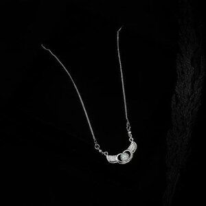 Sterling Silver Necklace with Crystal Accents for Women - 17-Inch Chain